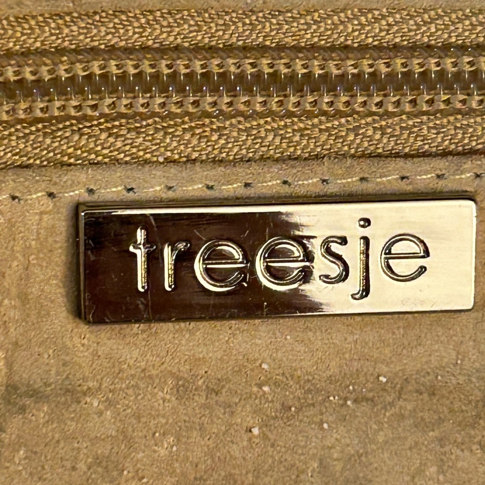 Treesje Metallic Leather Silver Croc-Texture Shoulder Bag with Sequin Trim - Picture 11 of 15